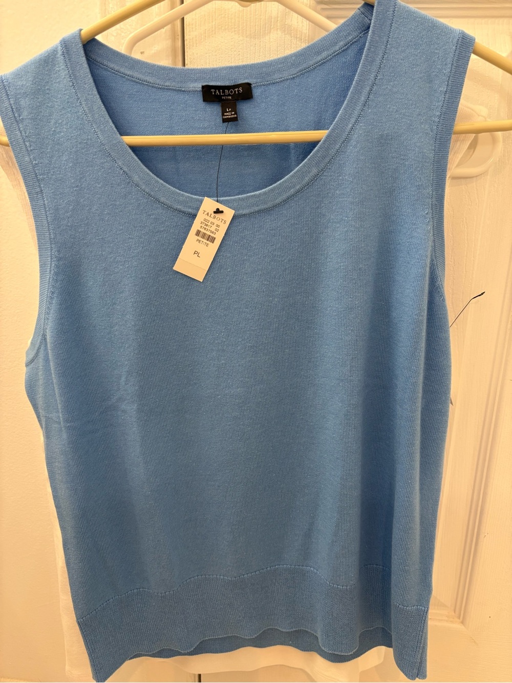 Talbots Sky Blue Knit Tank with Scoop Neck